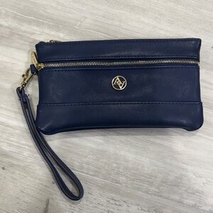Adrienne Vittadini Midnight Blue Wristlet with Gold Details